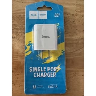 Cốc sạc nhanh Hoco C81 2.1A chân cắm dẹp, có 1 cổng USB